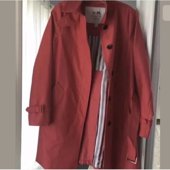 Coach Twill Belted Getaway Trench Coat Jacket L - Picture 3 of 8